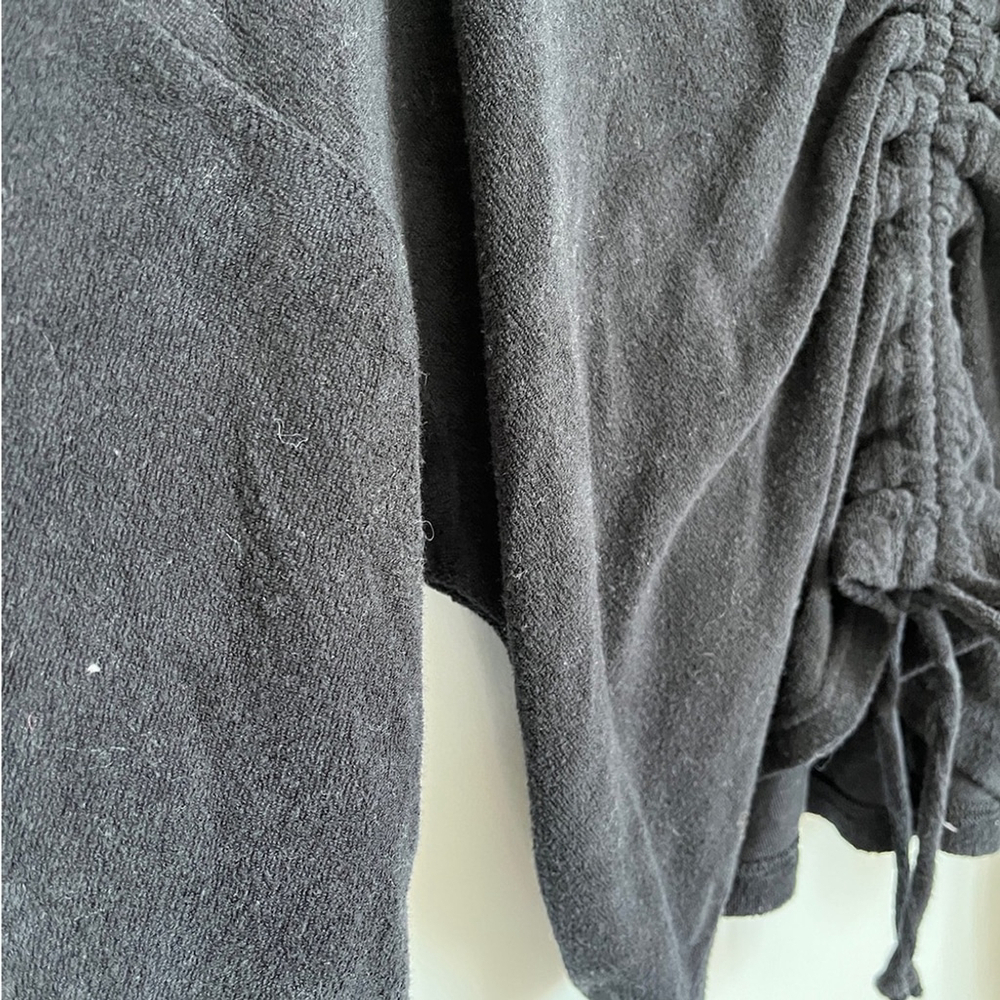 Aerie Black Terry Cloth Sweatshirt with Cinched Back/Front Size Medium - Picture 4 of 11